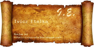 Ivicz Etelka névjegykártya